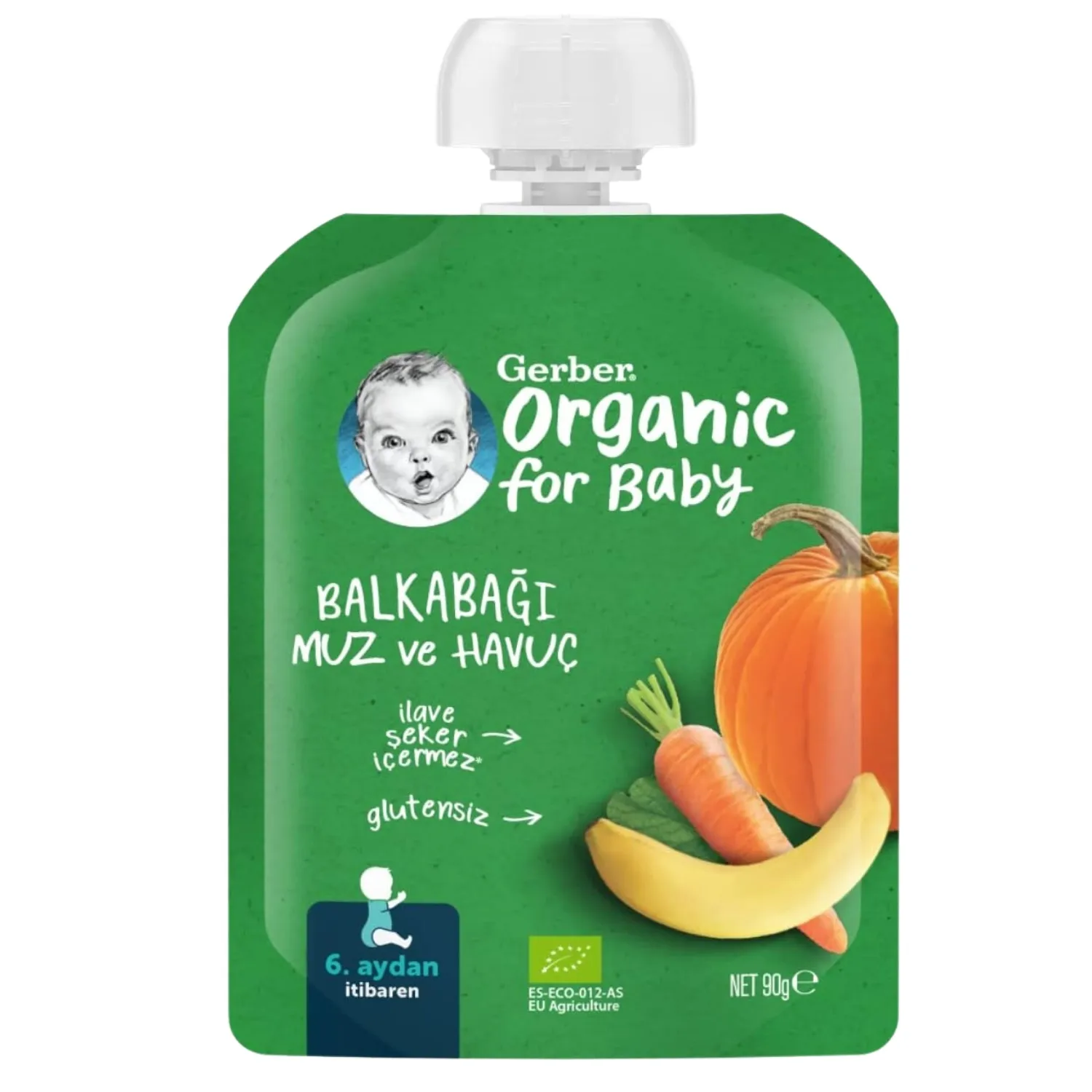 Gerber Organik Balkabaklı Muzlu Havuçlu Meyve Püresi 90 gr*7