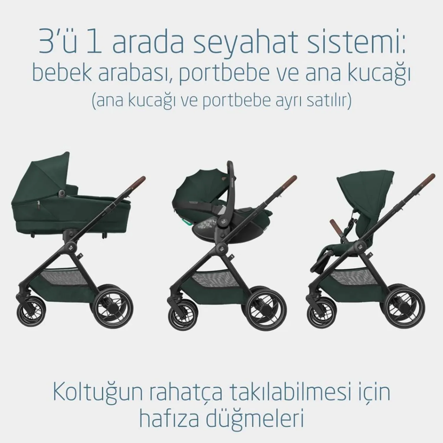 Maxi Cosi Oxford Çift Yönlü Bebek Arabası Twillic Green