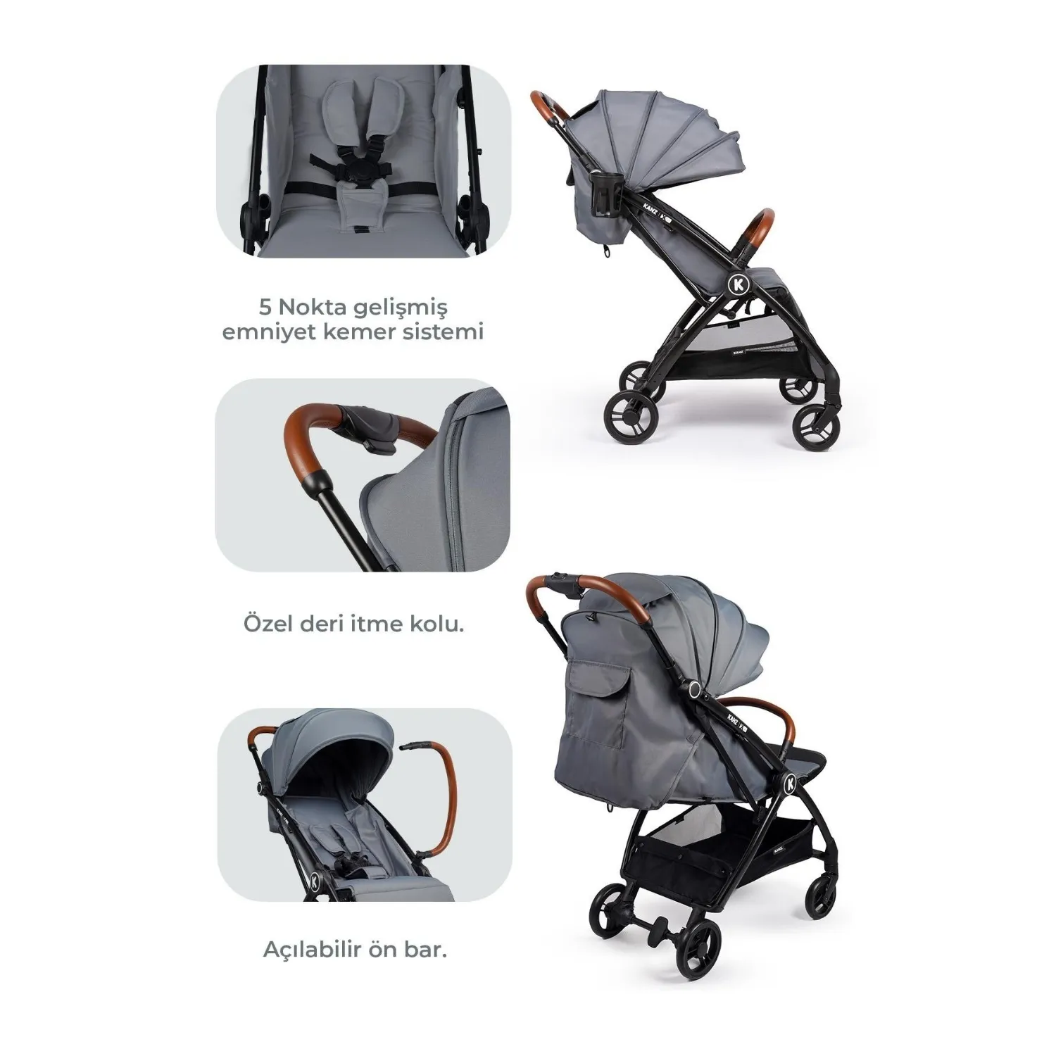 Kanz XFlop Bebek Arabası Dark Grey