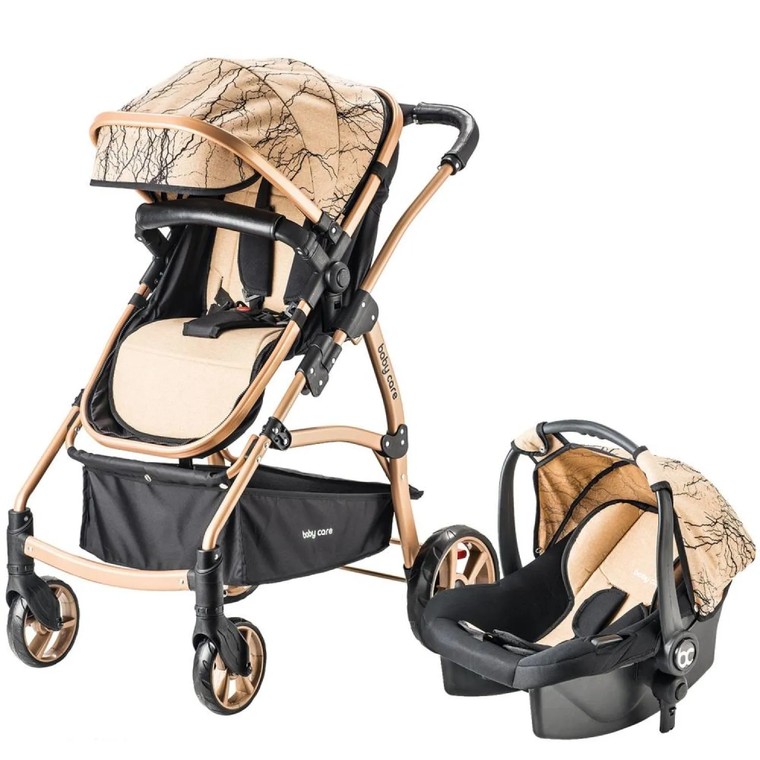 Baby Care Astra Travel Sistem Bebek Arabası Hardal Gold Babymall