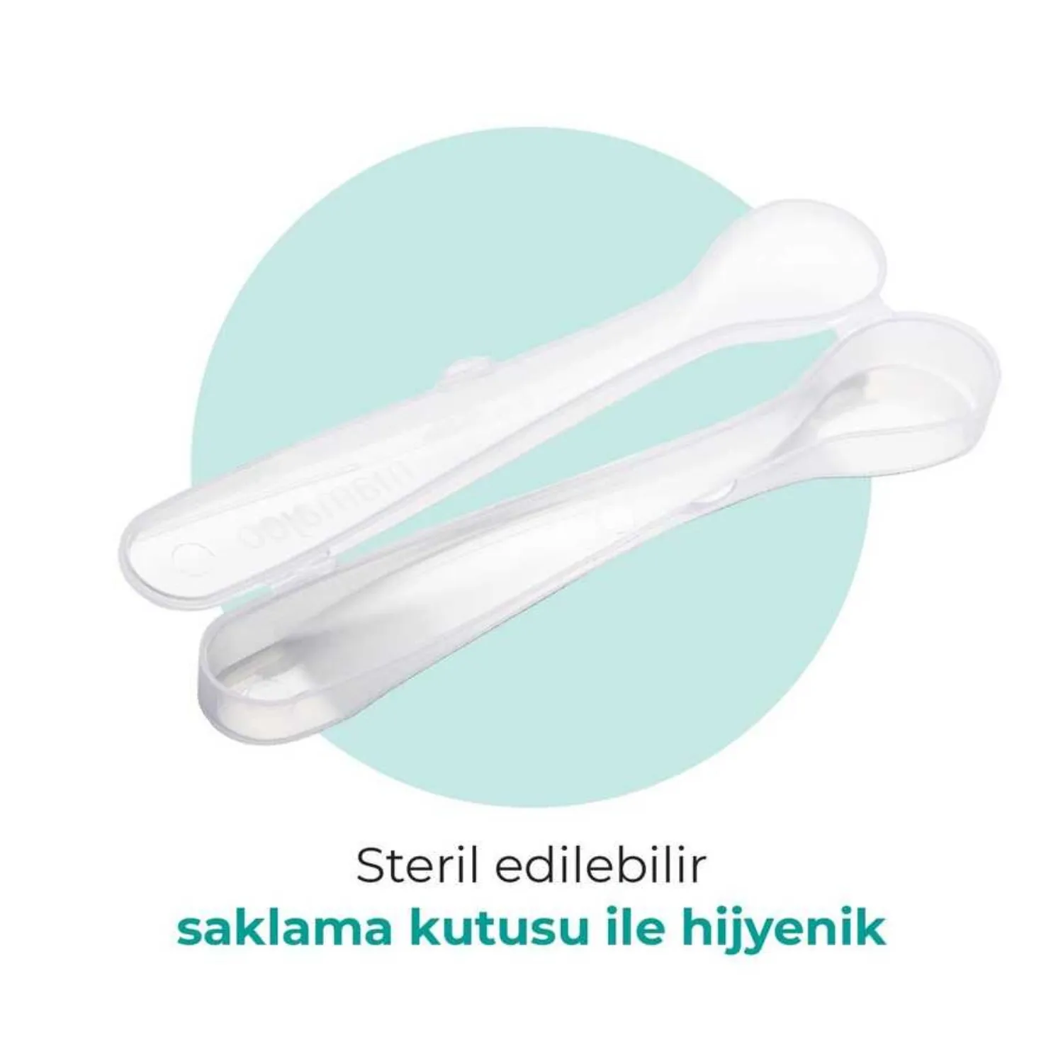 Mamajoo Beslenme Kaşığı&Saklama Kutusu Beyaz/Powder Blue 2li