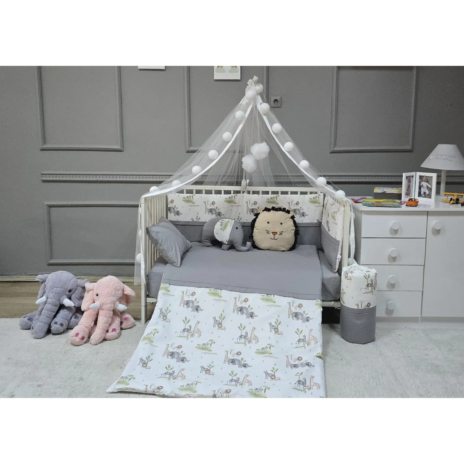 Yuar Baby Yan Duvarlı Beşik Uyku Seti Gri Amazon