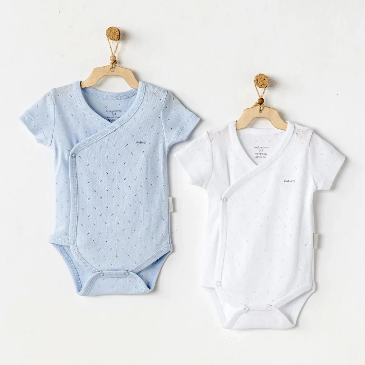 Andy Wawa Zıbın Body 2li Jacquard Basic Mavi - Beyaz
