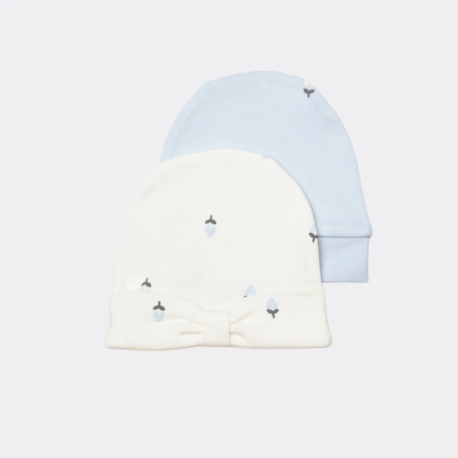 Bibaby Organik Şapka 2li Love Floral Ekru - Lila