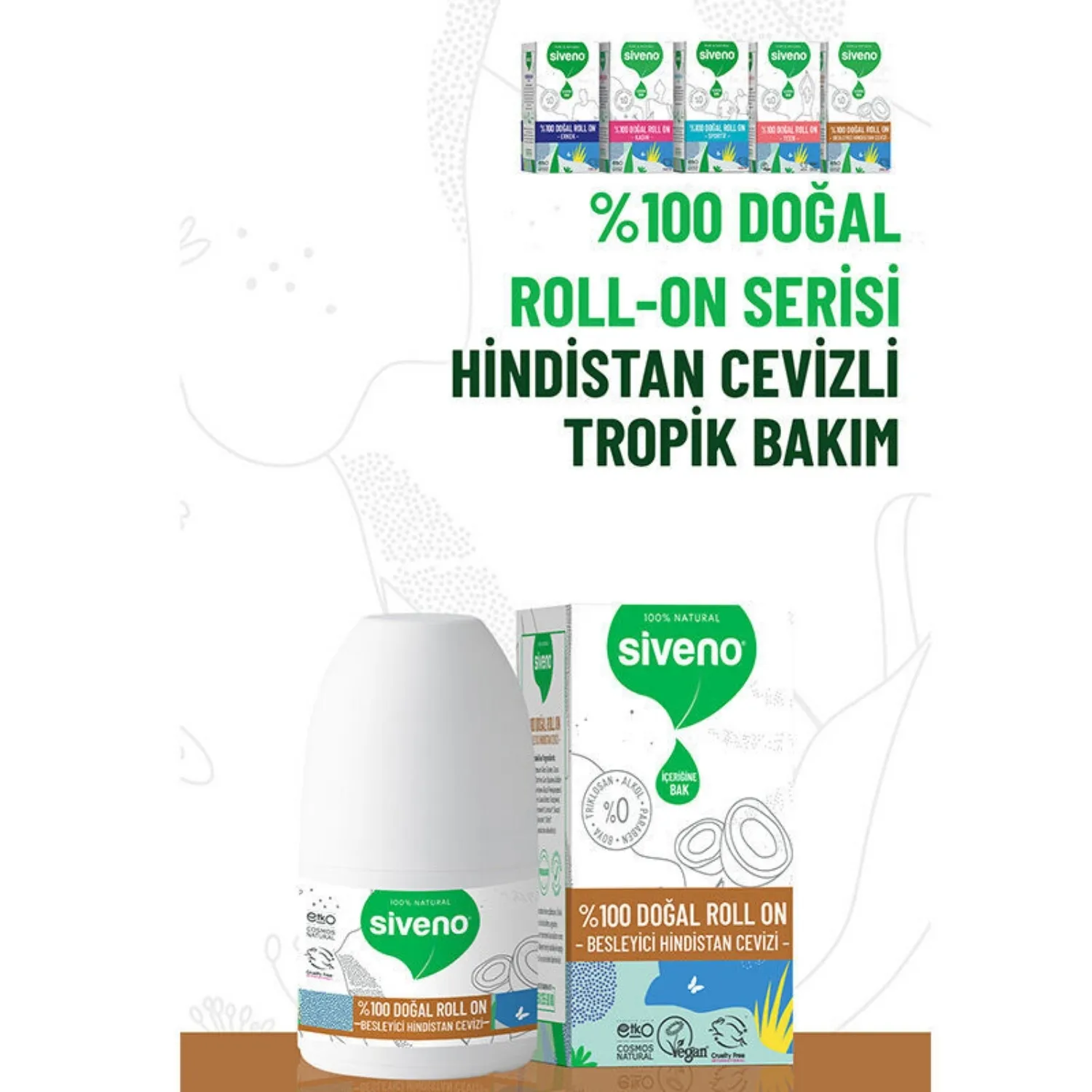 Siveno %100 Doğal Roll-On Besleyici Hindistan Cevizi 50 ml 
