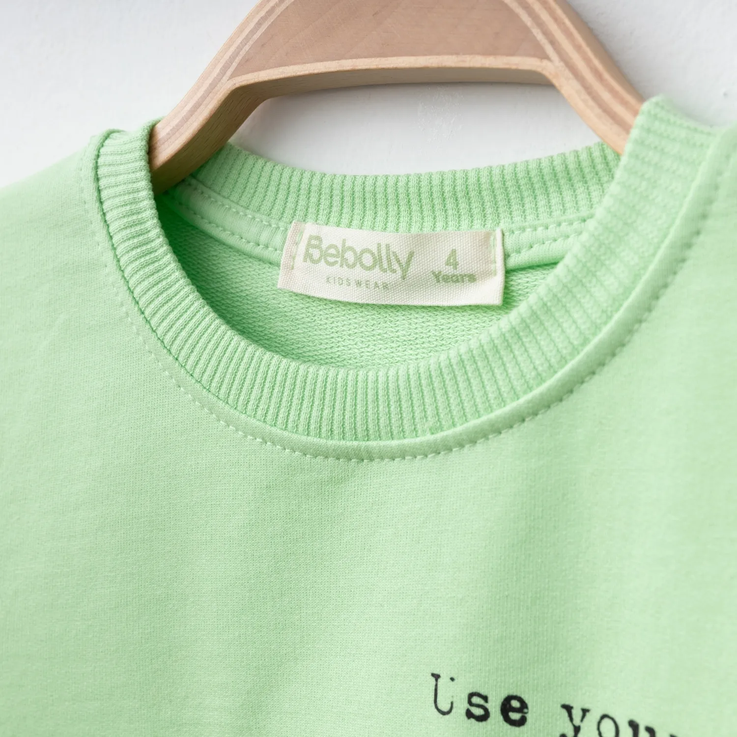 Bebolly Sweatshirt Smile Baskılı Fıstık Yeşili