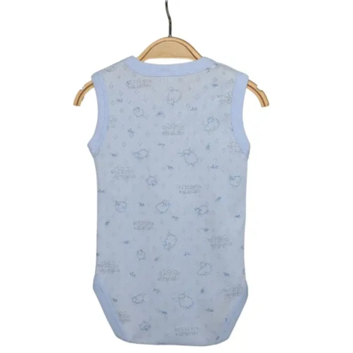 Hvc Bebek Atlet Body Jakarlı Pamuklu Kuzu Desenli Çıtçıtlı Zıbın Mavi 5'li Set Erkek Bebek