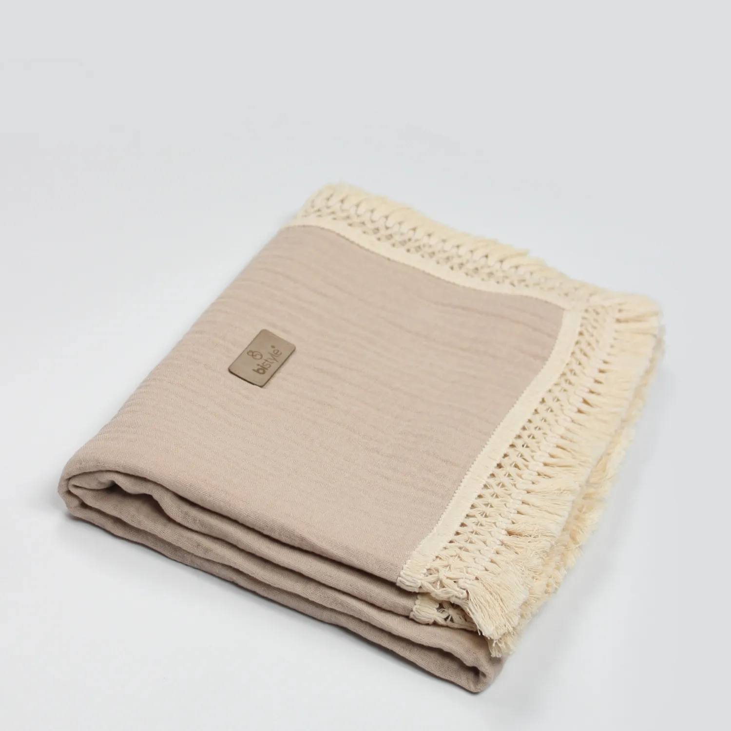 Bistyle Organik Müslin Battaniye Fistolu 80x90cm Bej