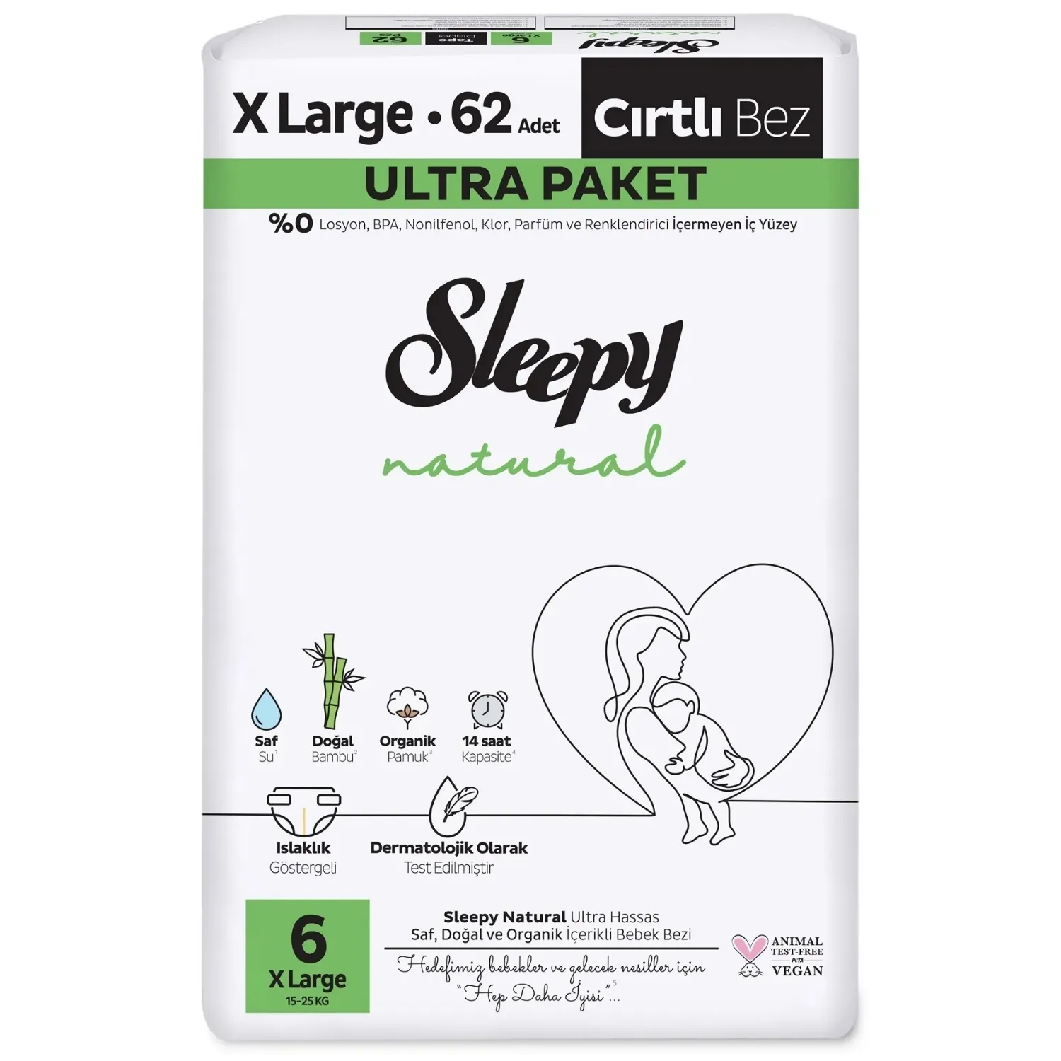 Sleepy Bebek Bezi Natural Ultra XL 6 Numara 62li 