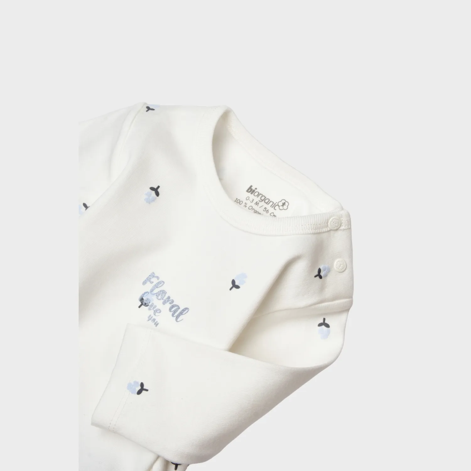 Bibaby Organik Body Uzun Kol Love Floral Ekru - Lila