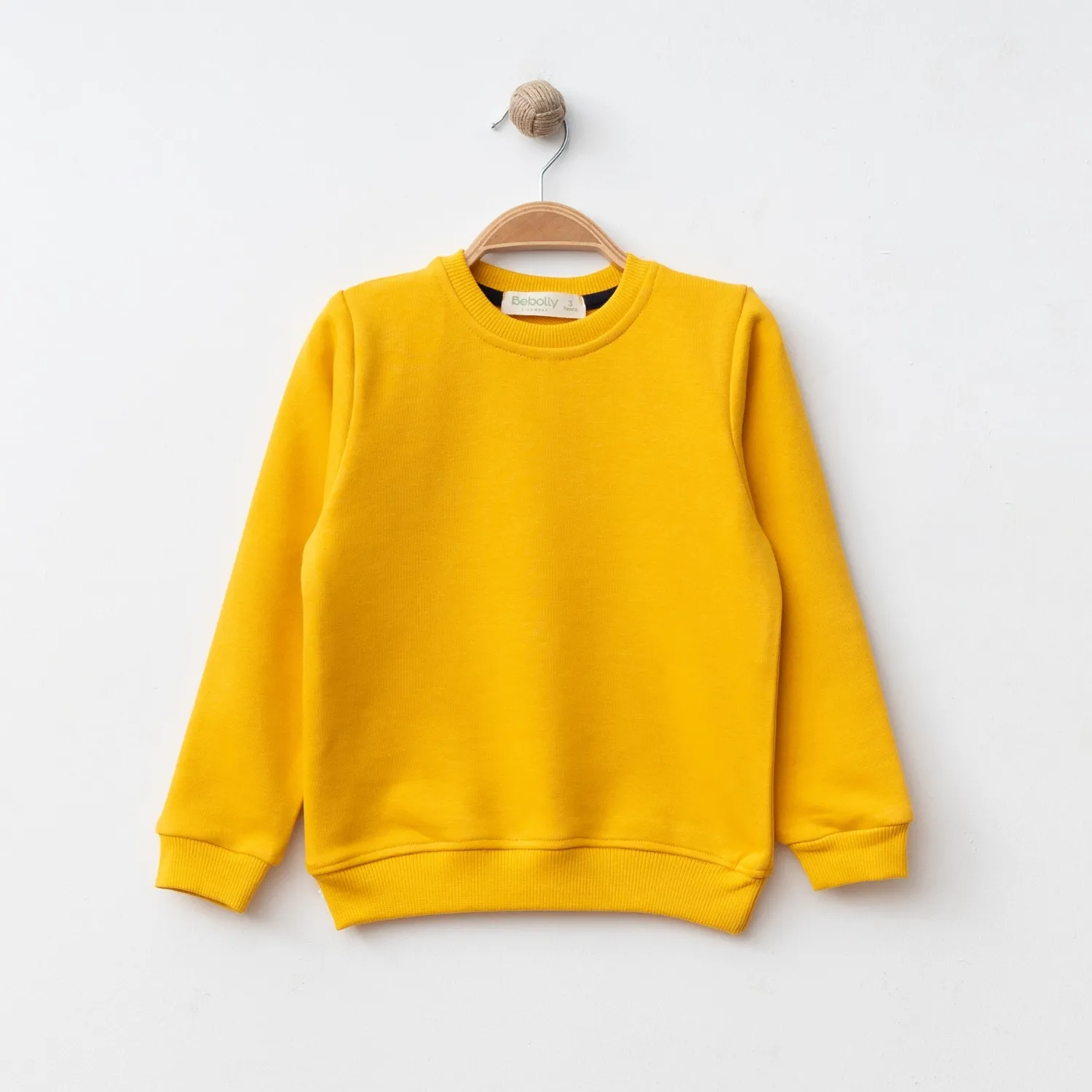 Bebolly Sweatshirt Basic Üç İplik Şardonsuz Sarı