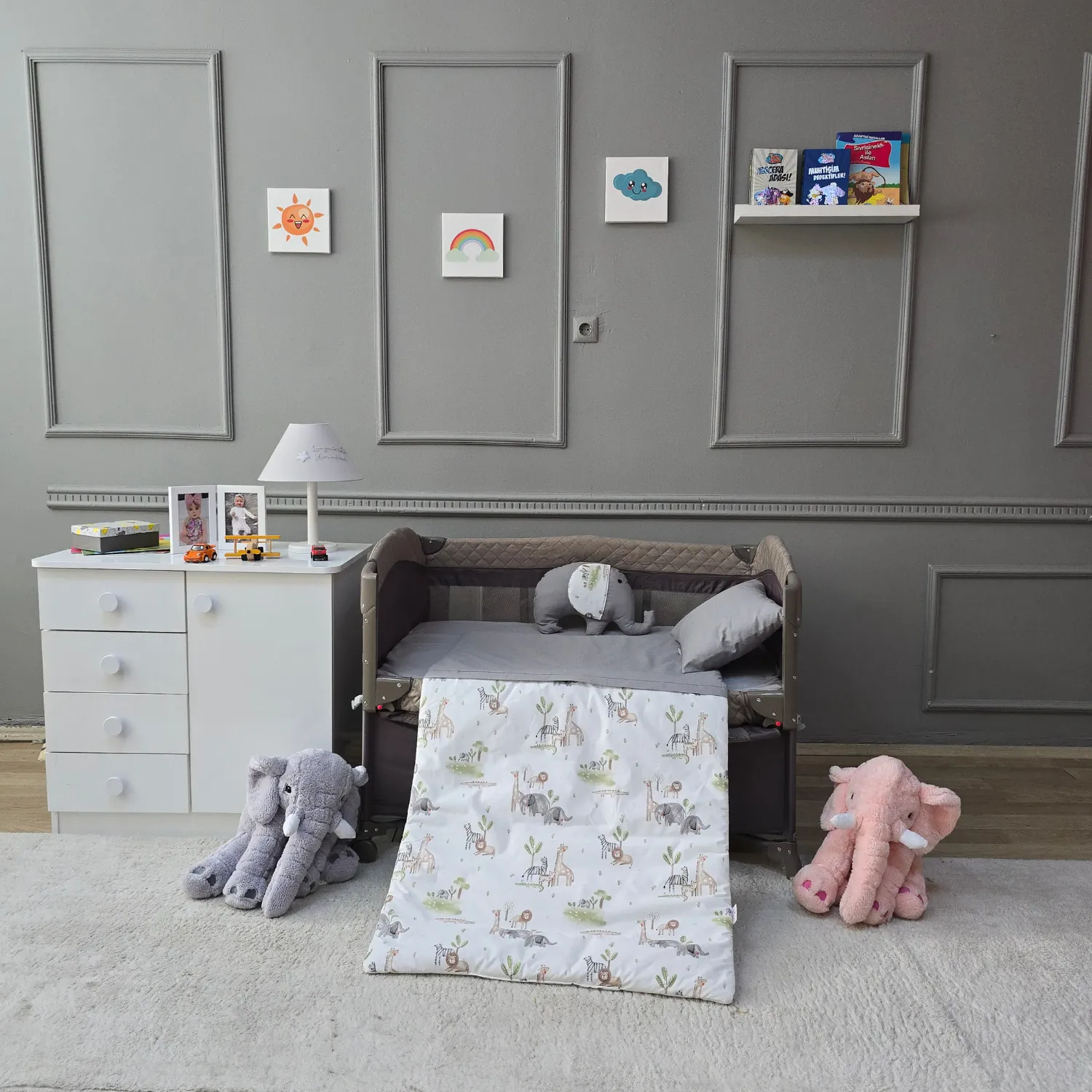 Yuar Baby Oyun Parkı 5 Parça Uyku Seti Gri Amazon