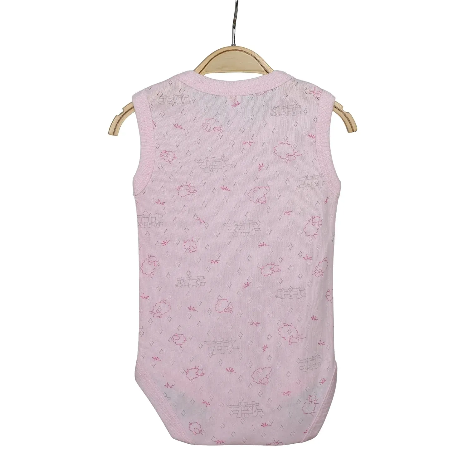 Hvc Bebek Atlet Body Jakarlı Pamuklu Kuzu Desenli Çıtçıtlı Zıbın Pembe 5'li Set Kız Bebek