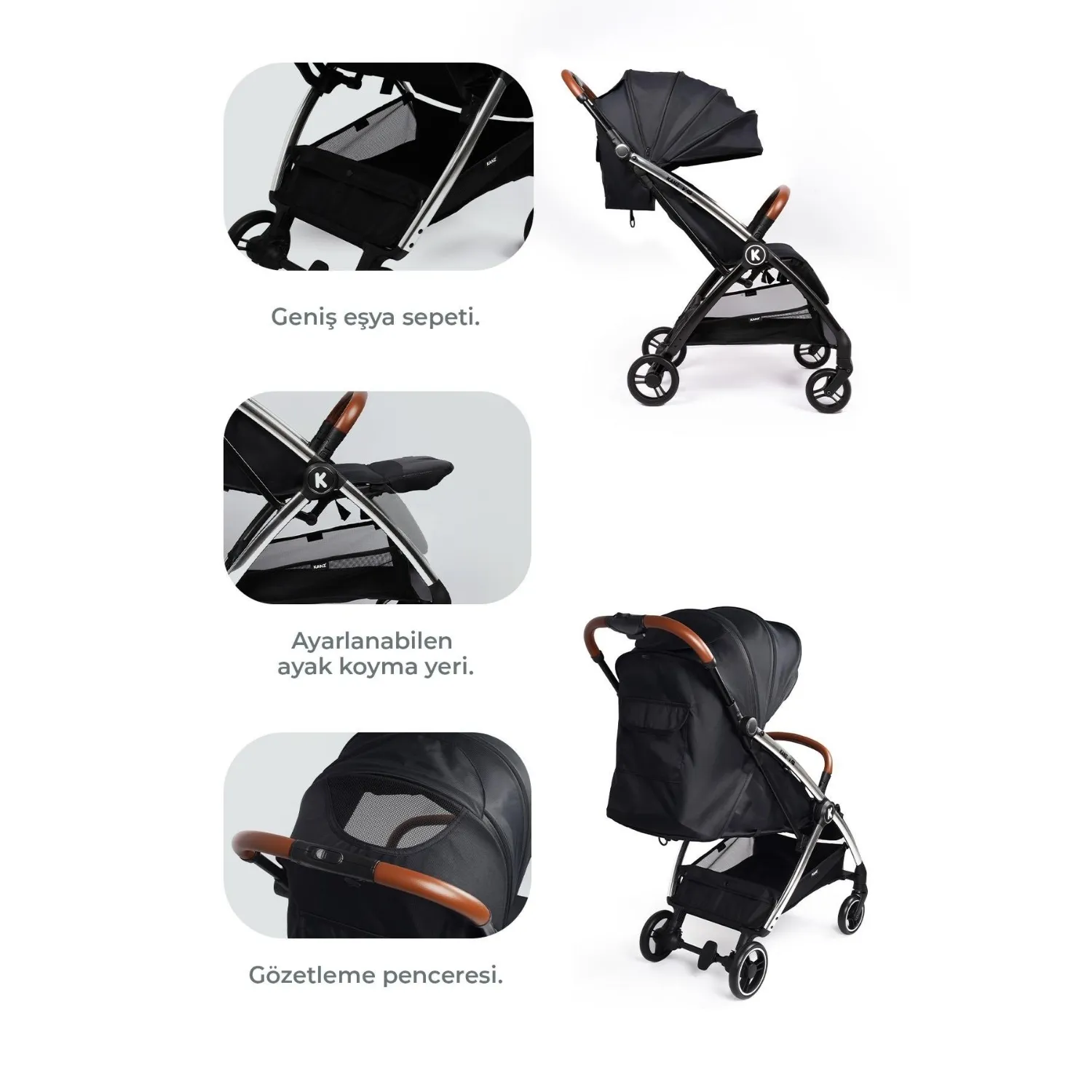 Kanz XFlip Travel Sistem Bebek Arabası Deeply Black