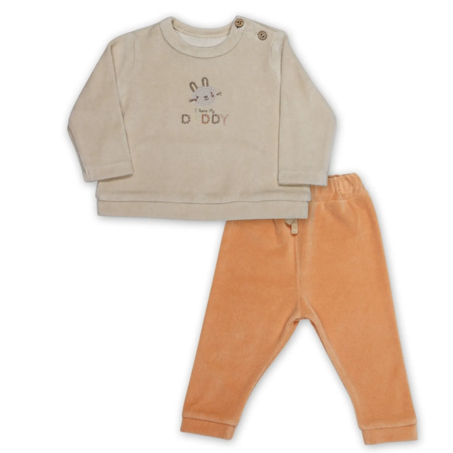 Bistyle 2li Takım Kadife I Love Daddy Bej - Turuncu