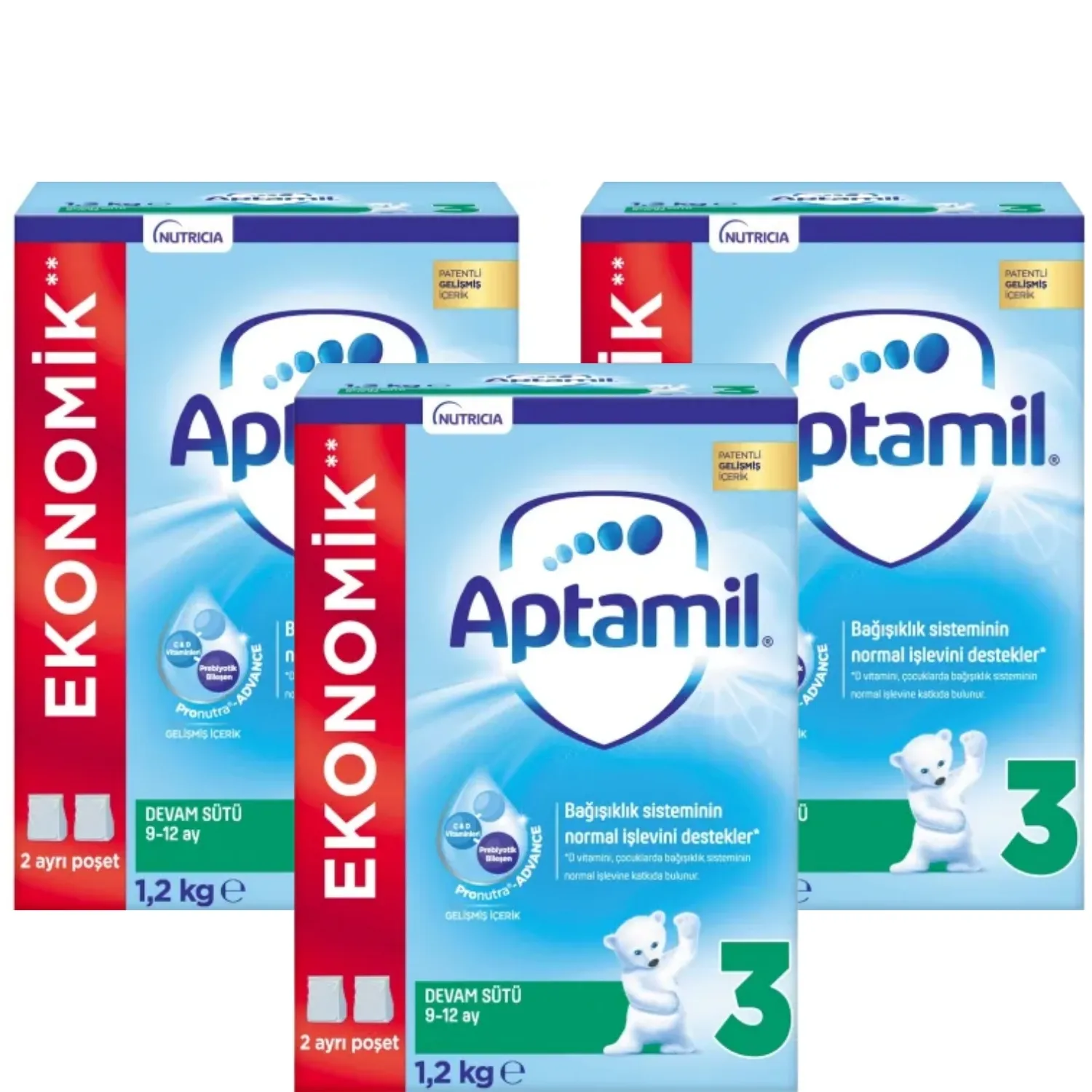 Aptamil 3 Devam Sütü 1200 Gr x3