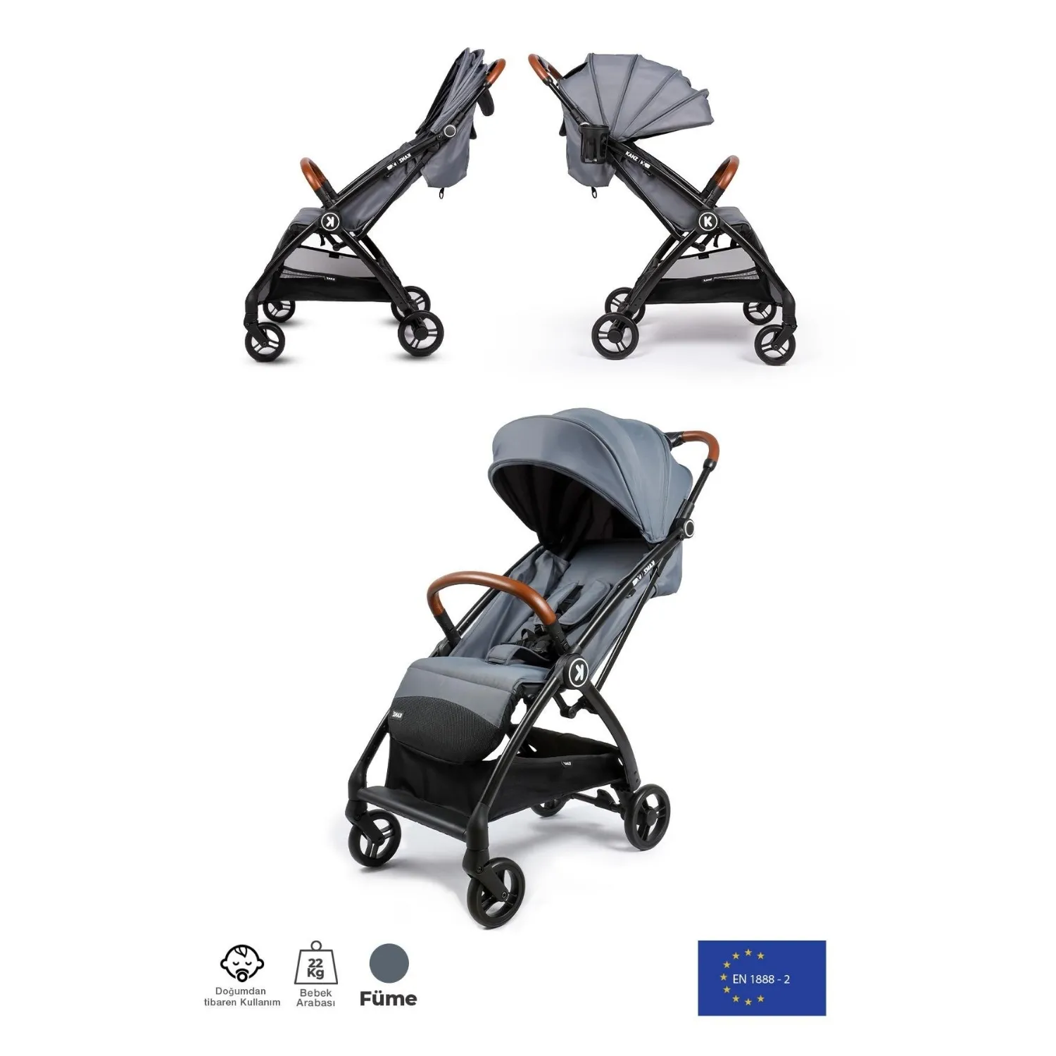 Kanz XFlop Bebek Arabası Dark Grey