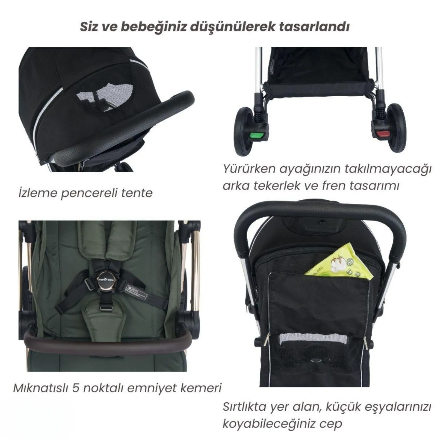 Merkür Bebe Ruby Kabin Bebek Arabası Gri