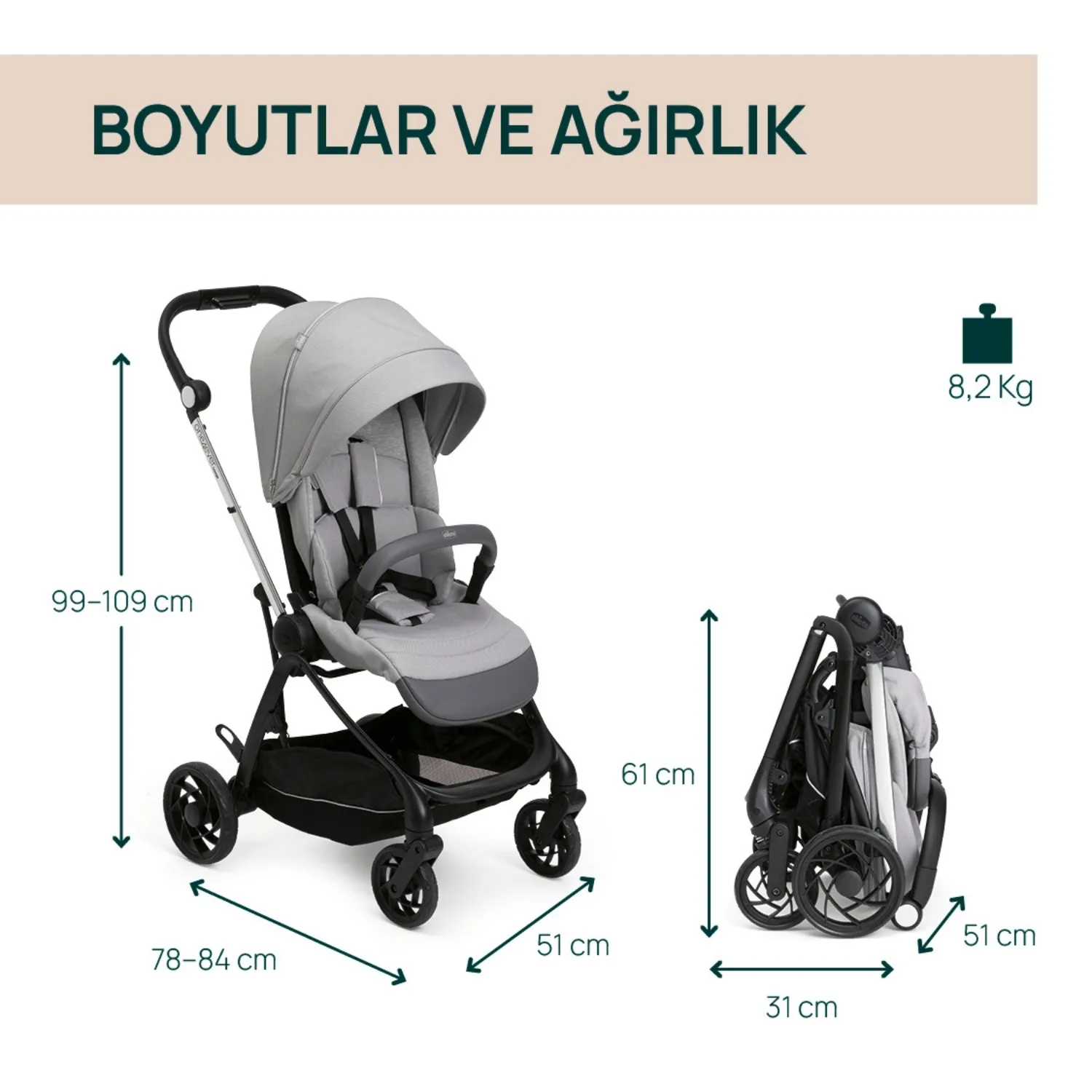 Chicco One4Ever Lounge Bebek Arabası Sparkle Grey