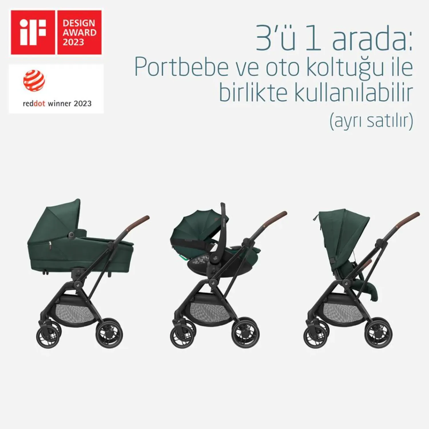 Maxi Cosi Leona2 Çift Yönlü Bebek Arabası Twillic Green
