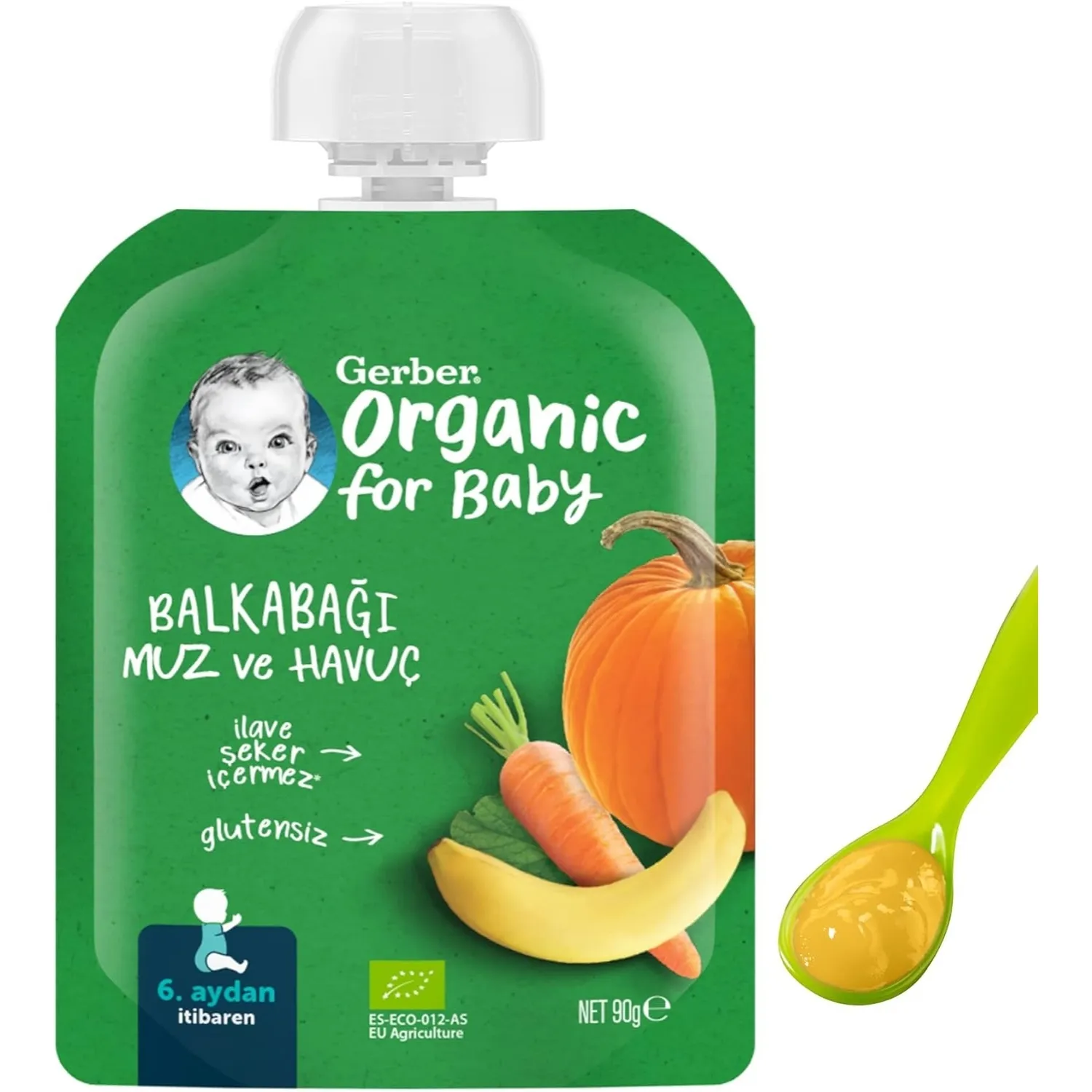 Gerber Organik Balkabaklı Muzlu Havuçlu Meyve Püresi 90 gr*7