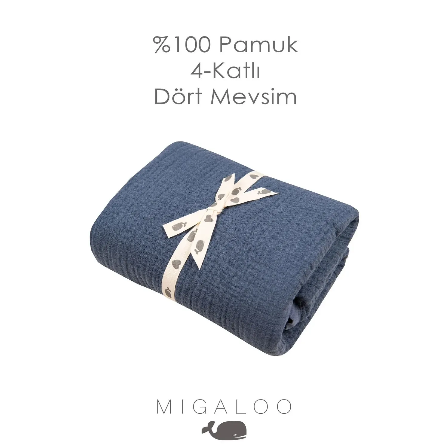 Mixi Baby Müslin Örtü Dört Katlı 90x120 cm Lacivert