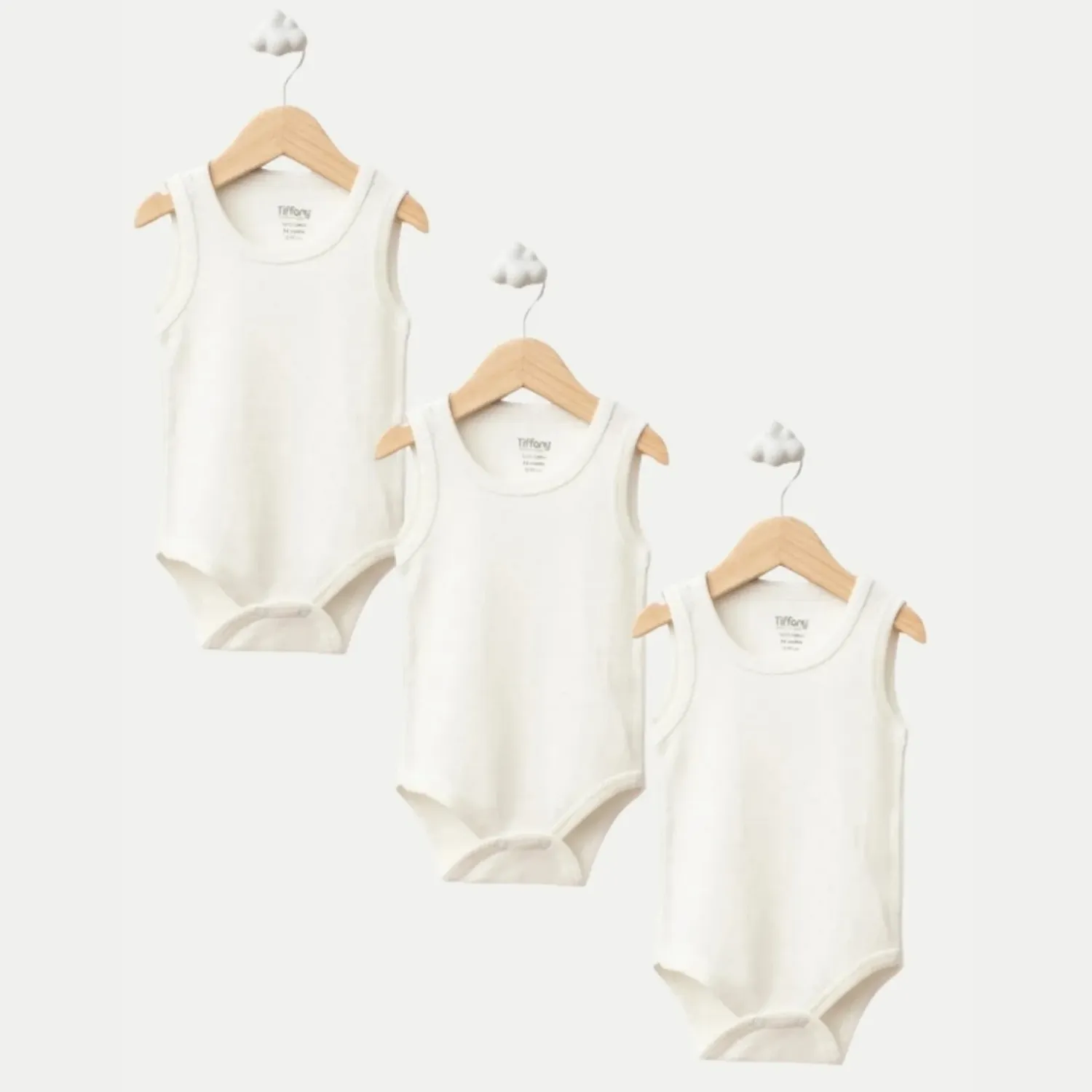 Tiffany Atlet Body %100 Pamuklu Çıtçıtlı Basic 3'lü Set Body Zıbın Ekru Unisex Bebek