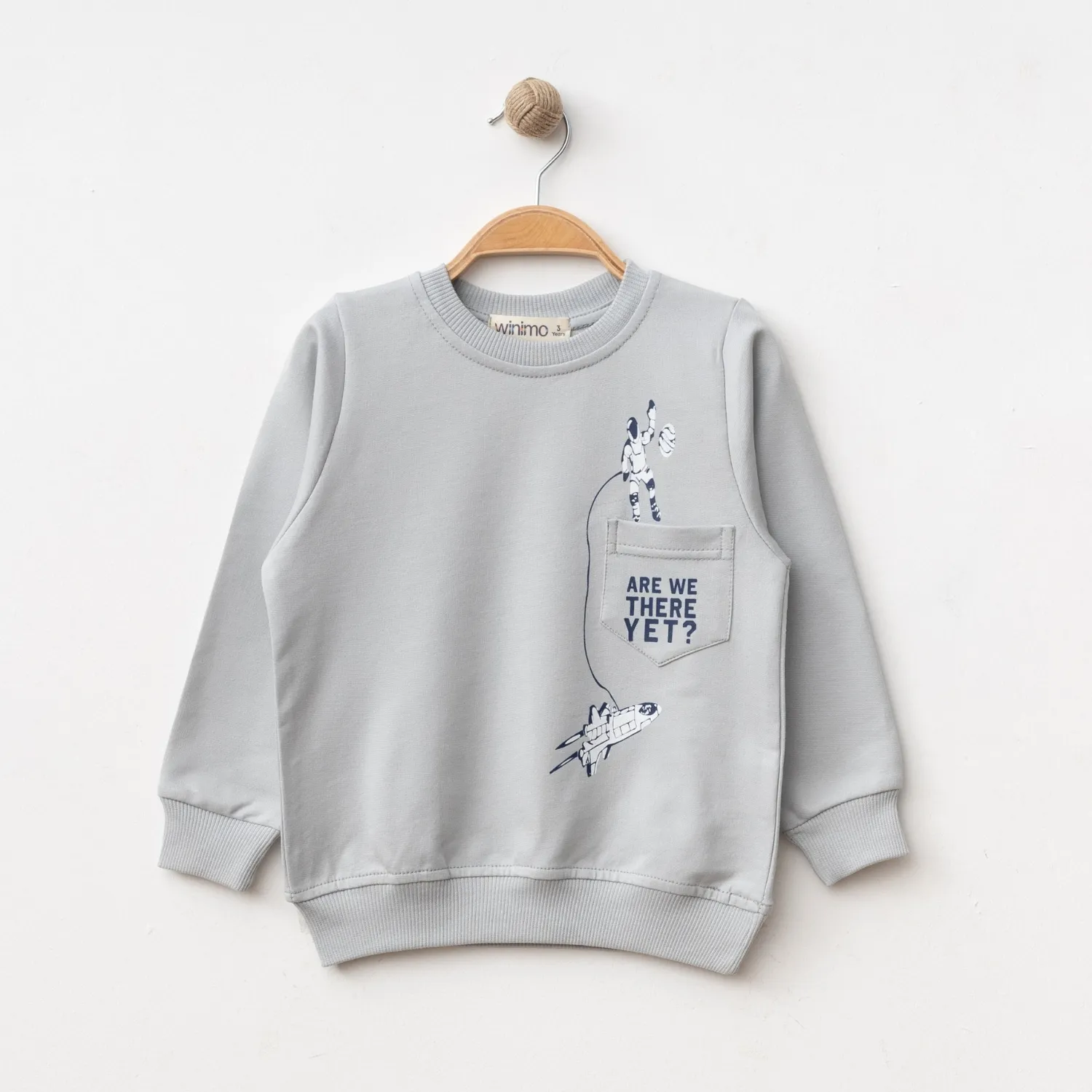 Winimo Sweatshirt Are We There Yet Baskılı Boyalı Gri