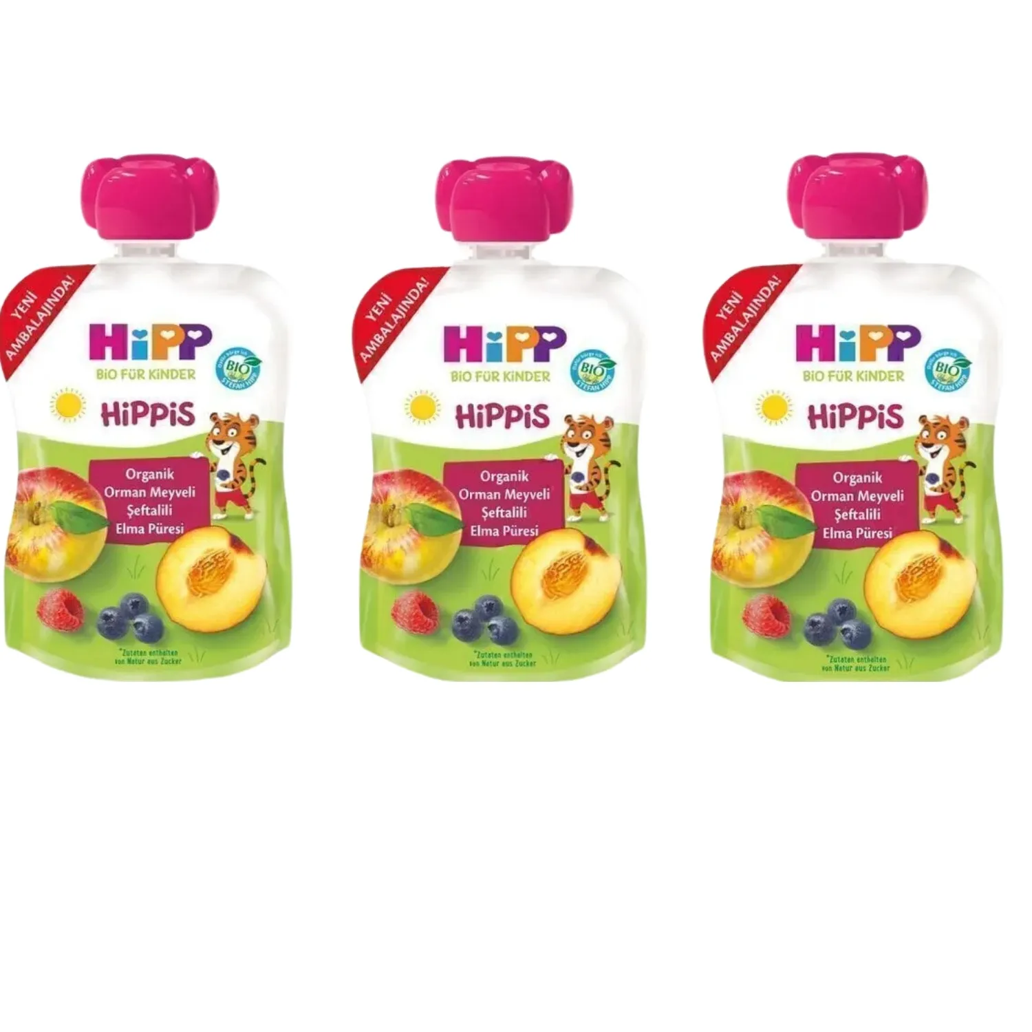 Hipp Organik Orman Meyveli Şeftalili Elma Püresi 100 gr x3 Hipp Organik Orman Meyveli Şeftalili Elma Püresi 100 gr x3