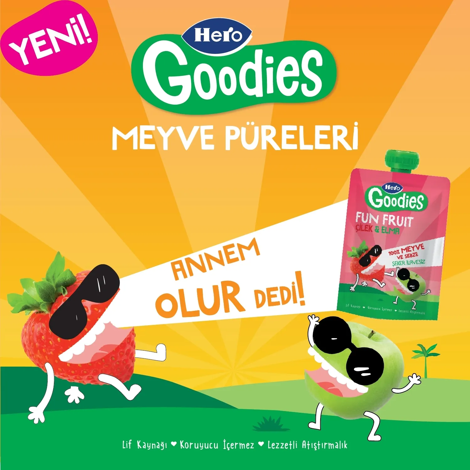 Hero Baby Goodies Çilek-Elma Meyve Püresi 100 gr