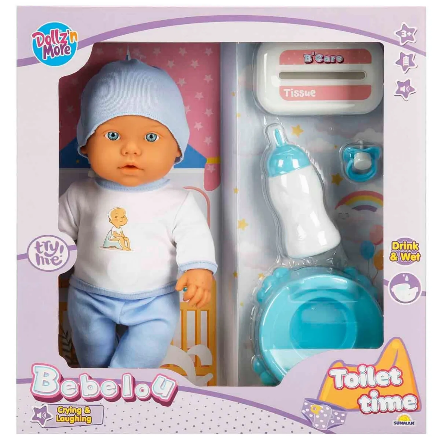 Bebelou Tuvalet Zamanı Bebek Set Sesli 35 Cm