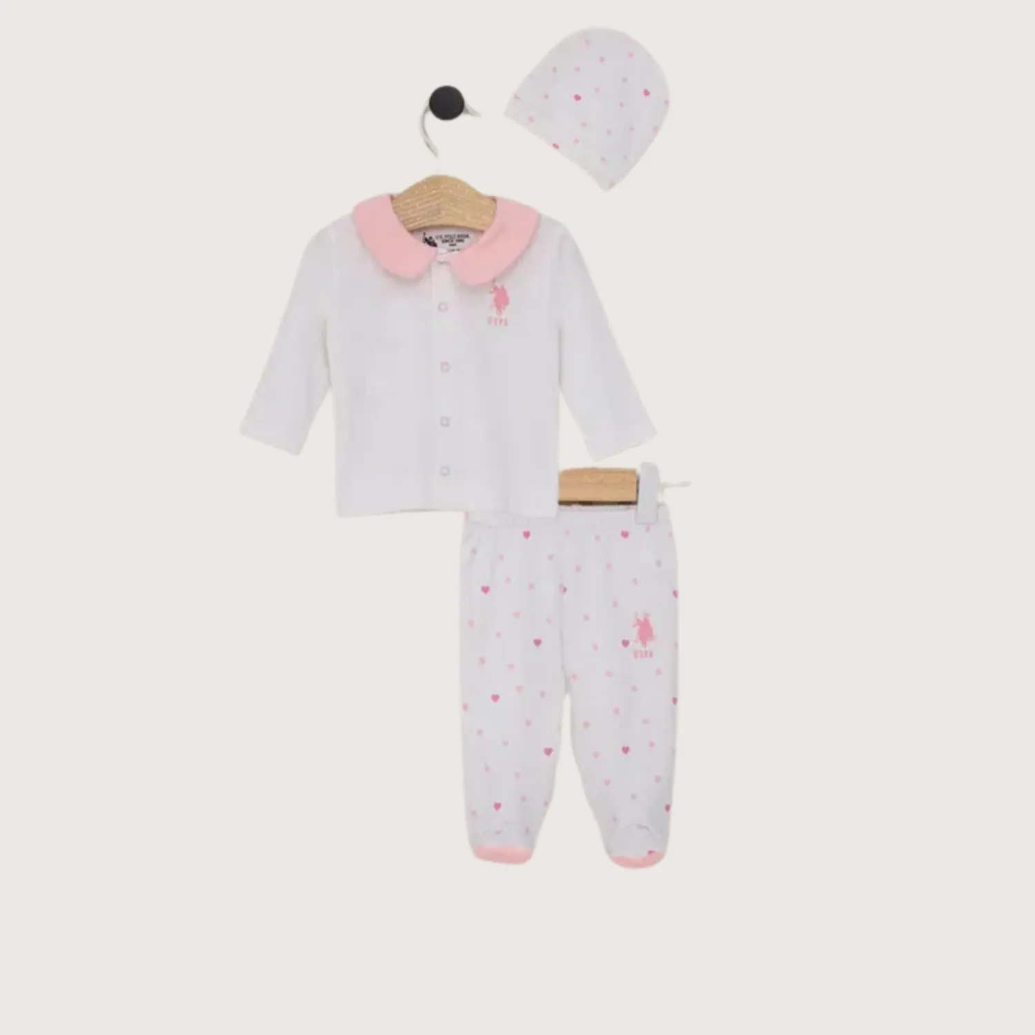 U.S. Polo 3lü Takım Patikli Krem