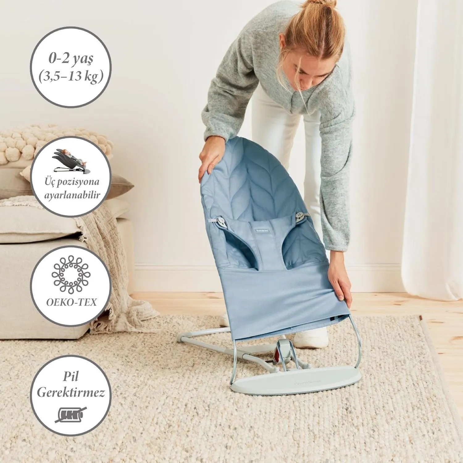 Babybjörn Bliss Ana Kucağı Woven Cotton Petal Blue