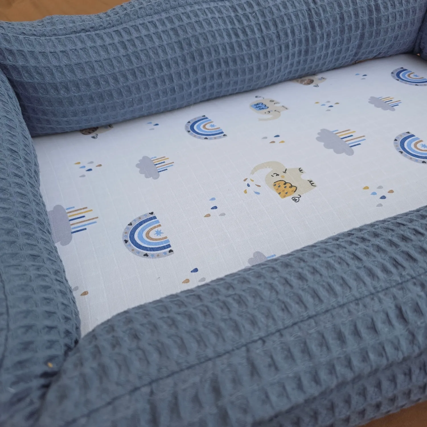 Bm Care Babynest Anne & Baba Yanı Yatağı Mavi Gökkuşağı