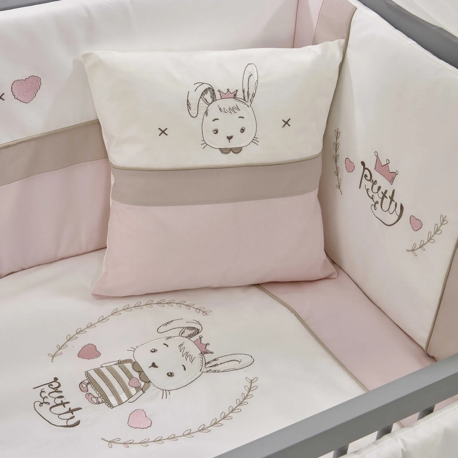Meltem Kids Kral Beşik 60x120 cm Gri - Prety Pudra