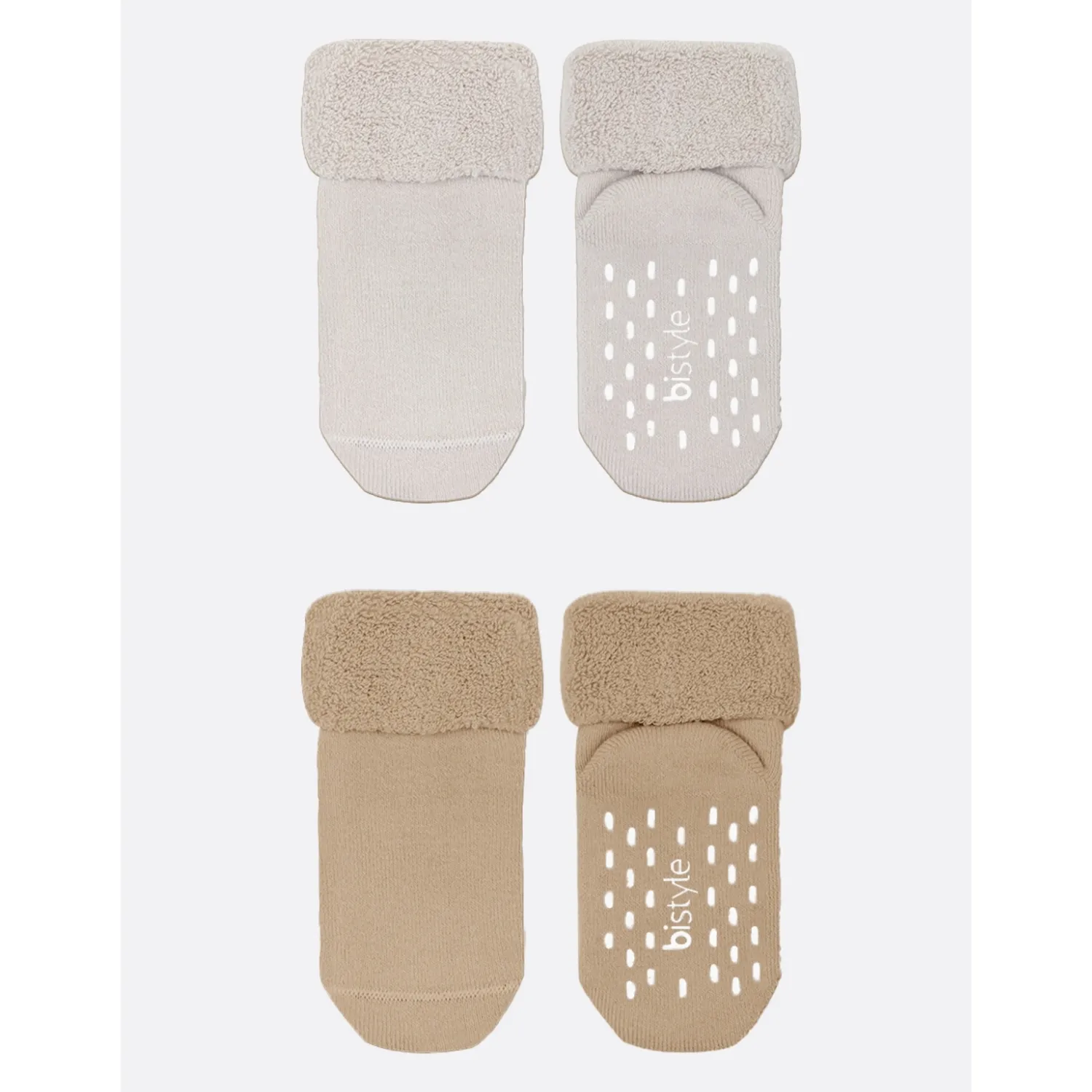 Bistyle Çorap Soket Havlu 2li Kaymaz Basic Girl Natural - Bej