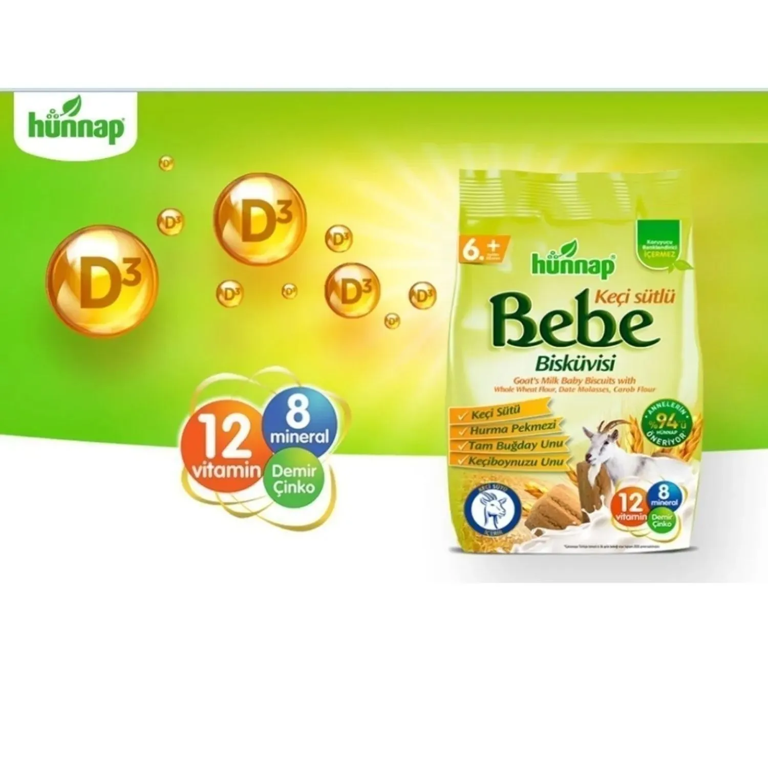 Hünnap Keçi Sütlü Bebek Bisküvisi 400 gr