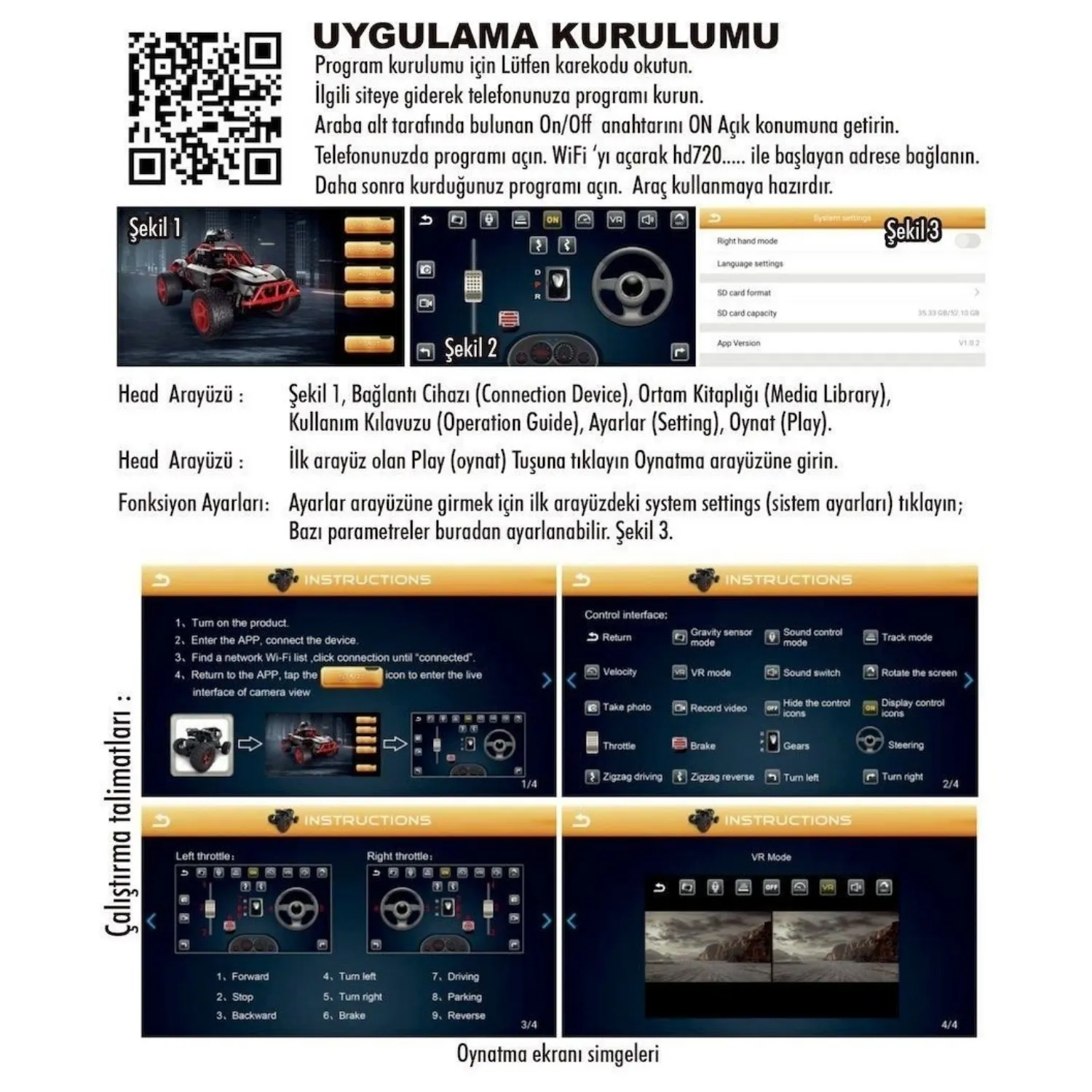 Vardem Uzaktan Kumandalı Full Fonksiyon Şarjlı 2.4G Kameralı Off Road Araba