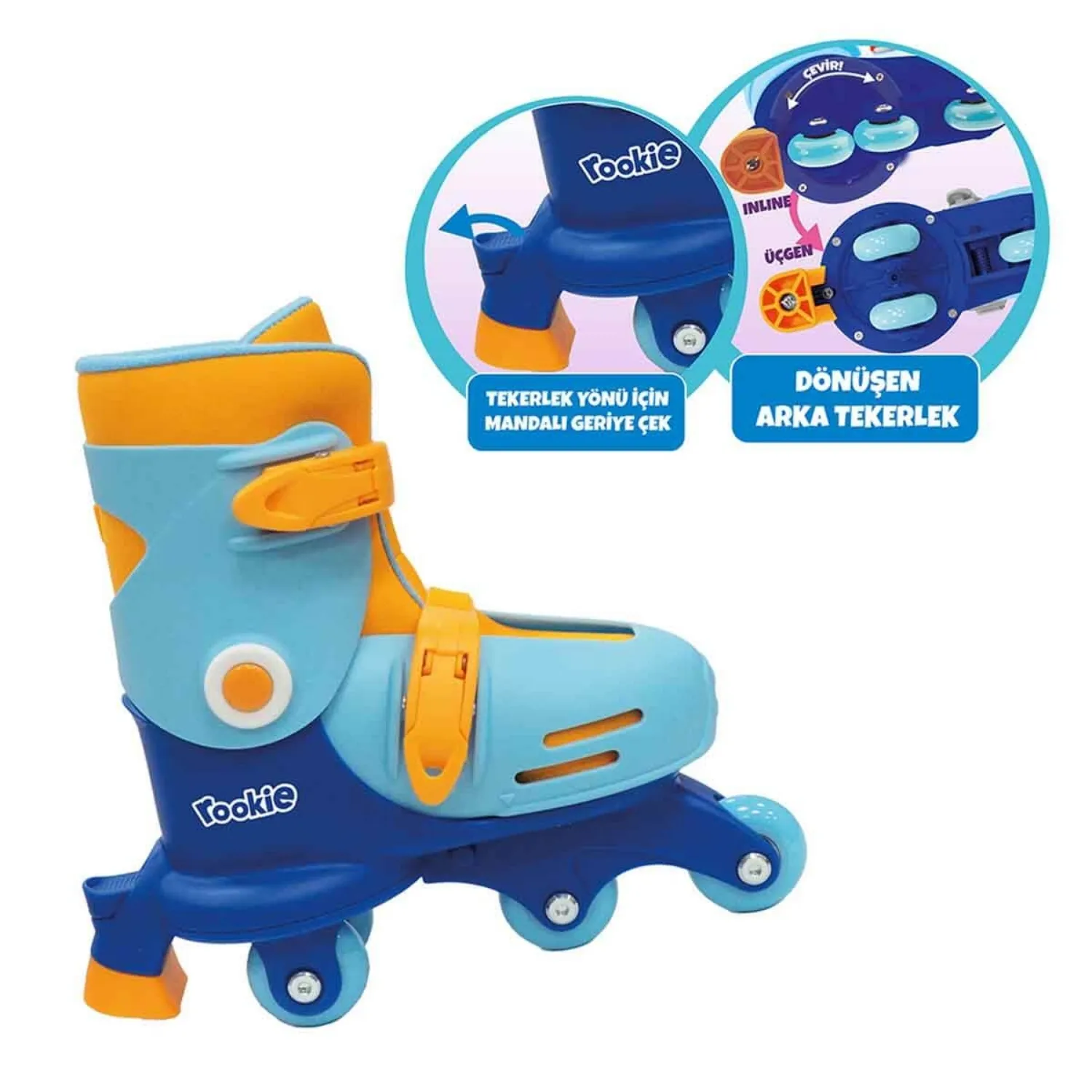Ayarlanabilir Dönüşen Tekerlekli 2 IN 1 Twisty Paten Mavi