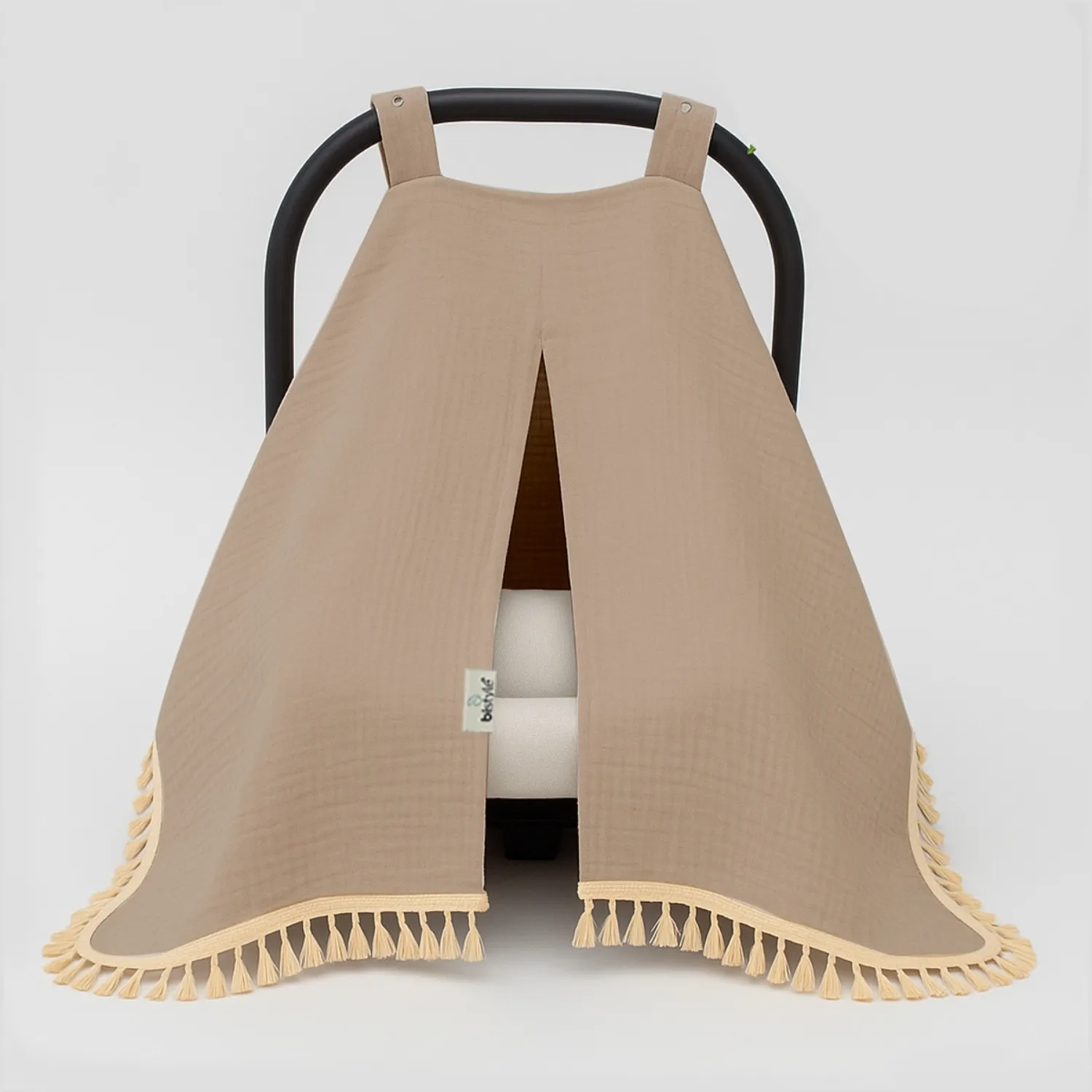 Bistyle Müslin Puset Yüz Örtüsü Püsküllü Bej Bistyle Müslin Puset Yüz Örtüsü Püsküllü Bej