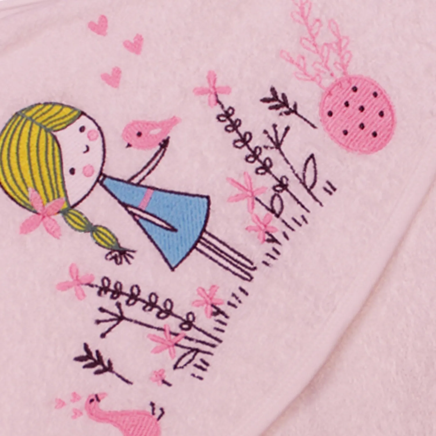 Bistyle Havlu Luluco Girl And Bird 75x75cm Pembe