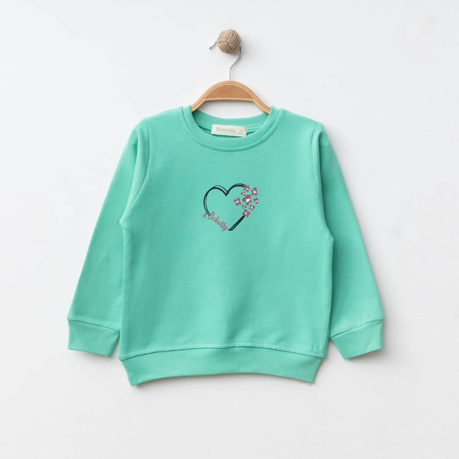 Bebolly Sweatshirt Kalp Baskılı Mint