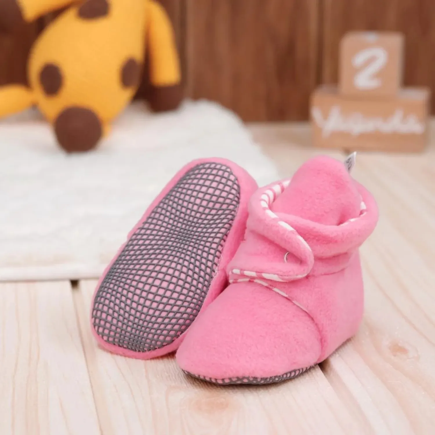 Ella Bonna Panduf Organik Pamuk Kaydırmaz Taban Pembe