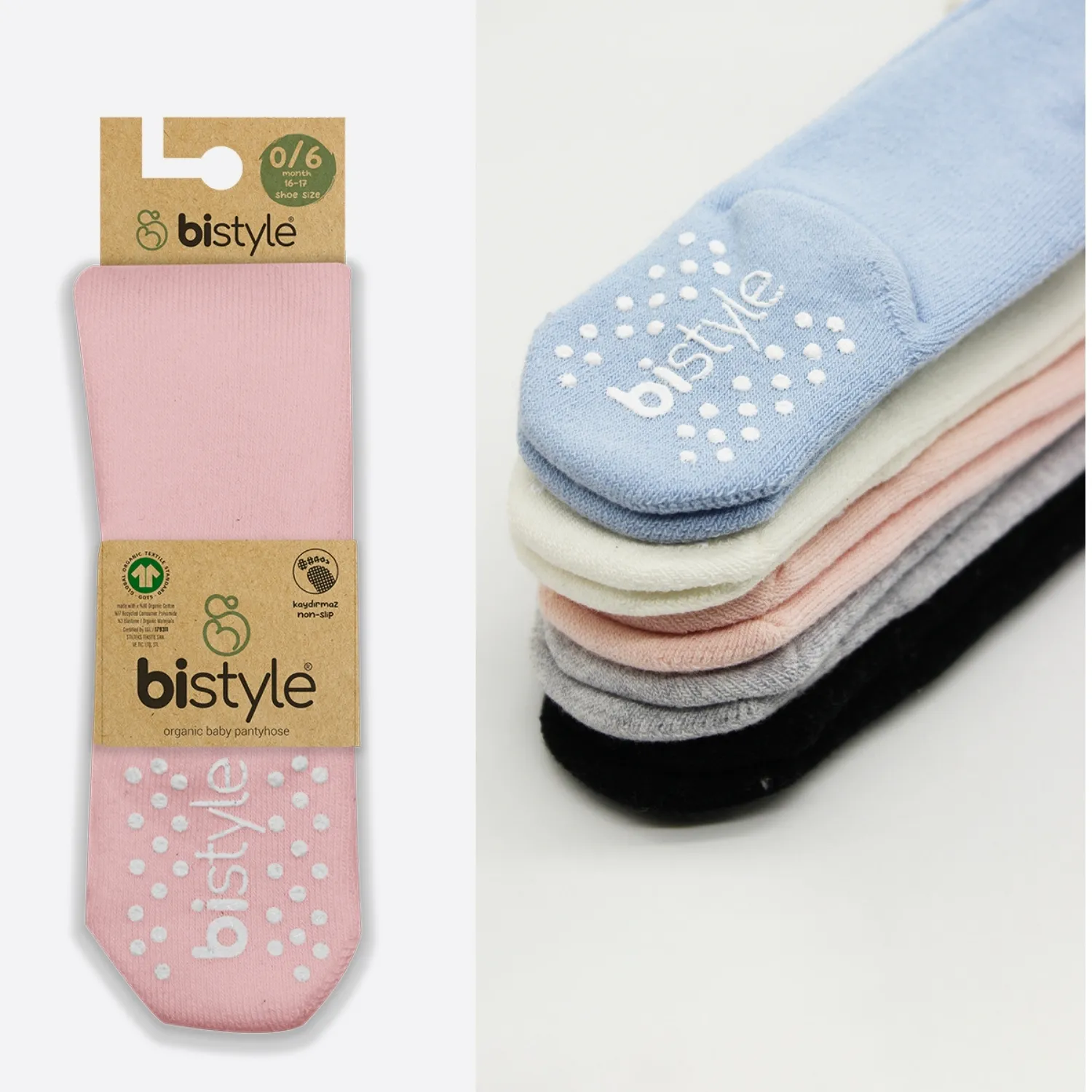 Bibaby Organik Çorap Soket Kaymaz Havlu Bistyle Pembe