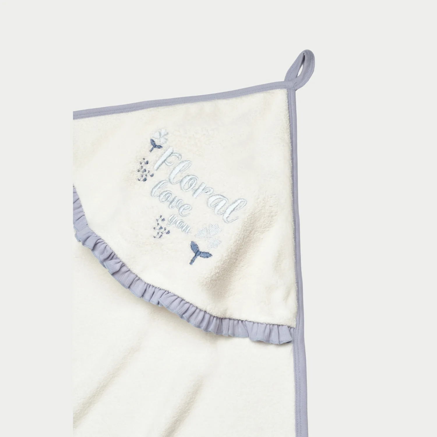 Bibaby Organik Havlu Panço Love Floral Ekru - Lila