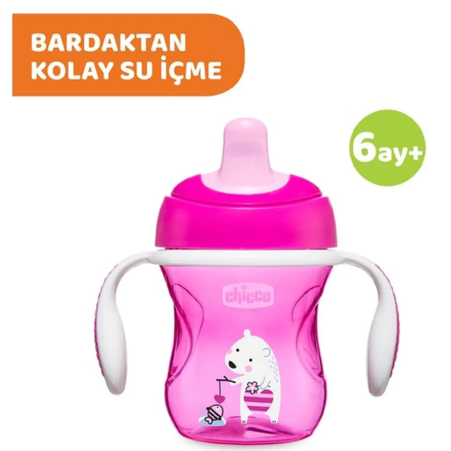 Chicco Yarı Yumuşak Uçlu Alıştırma Bardağı 6+ Ay Kız