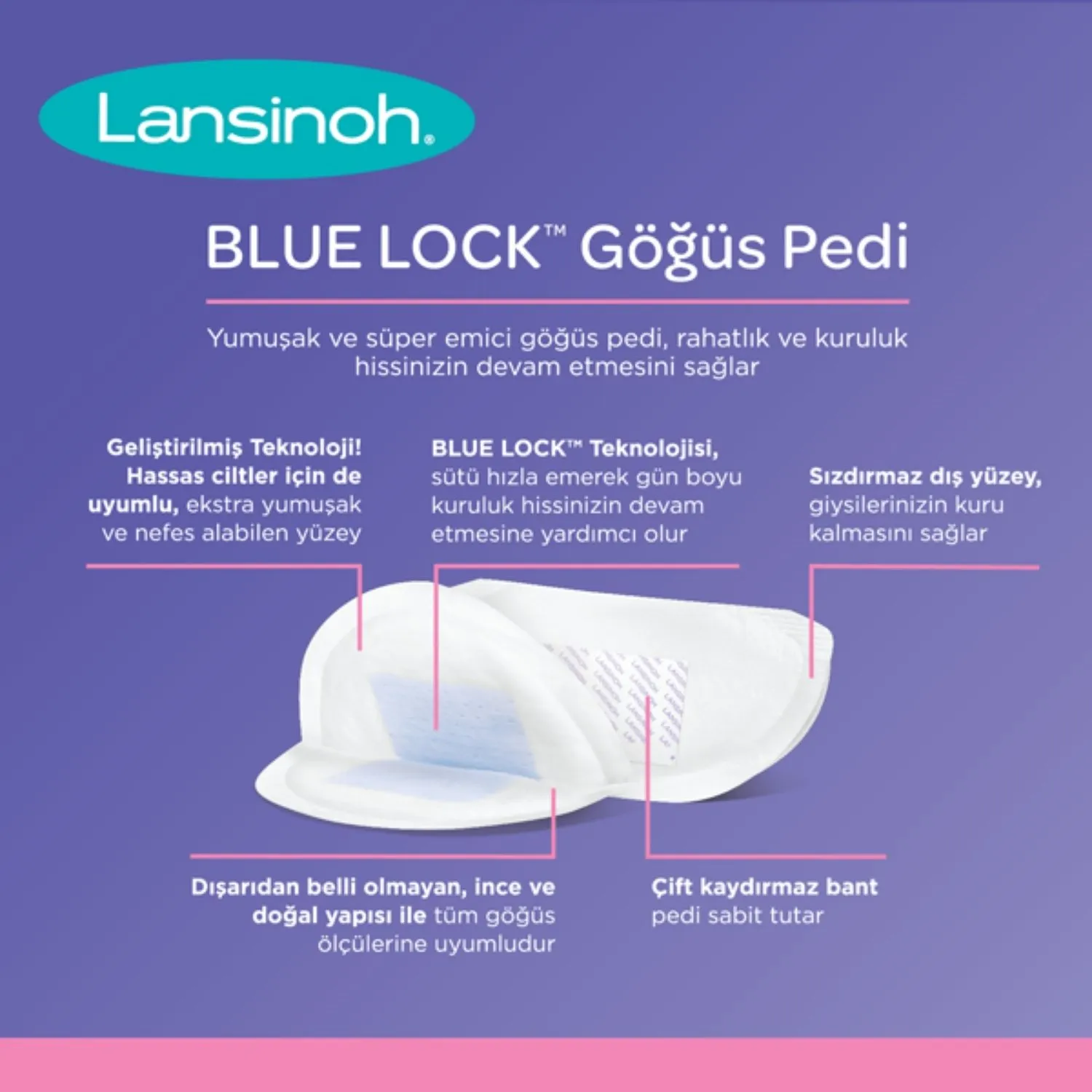 Lansinoh Blue Lock Göğüs Pedi 60lı