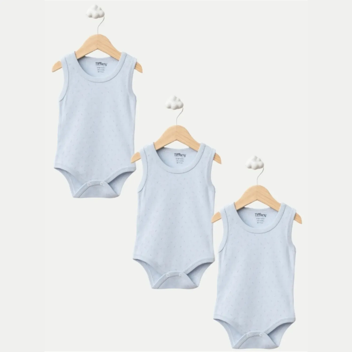 Tiffany Atlet Body %100 Pamuklu Çıtçıtlı Basic 3'lü Set Body Zıbın Mavi Erkek Bebek