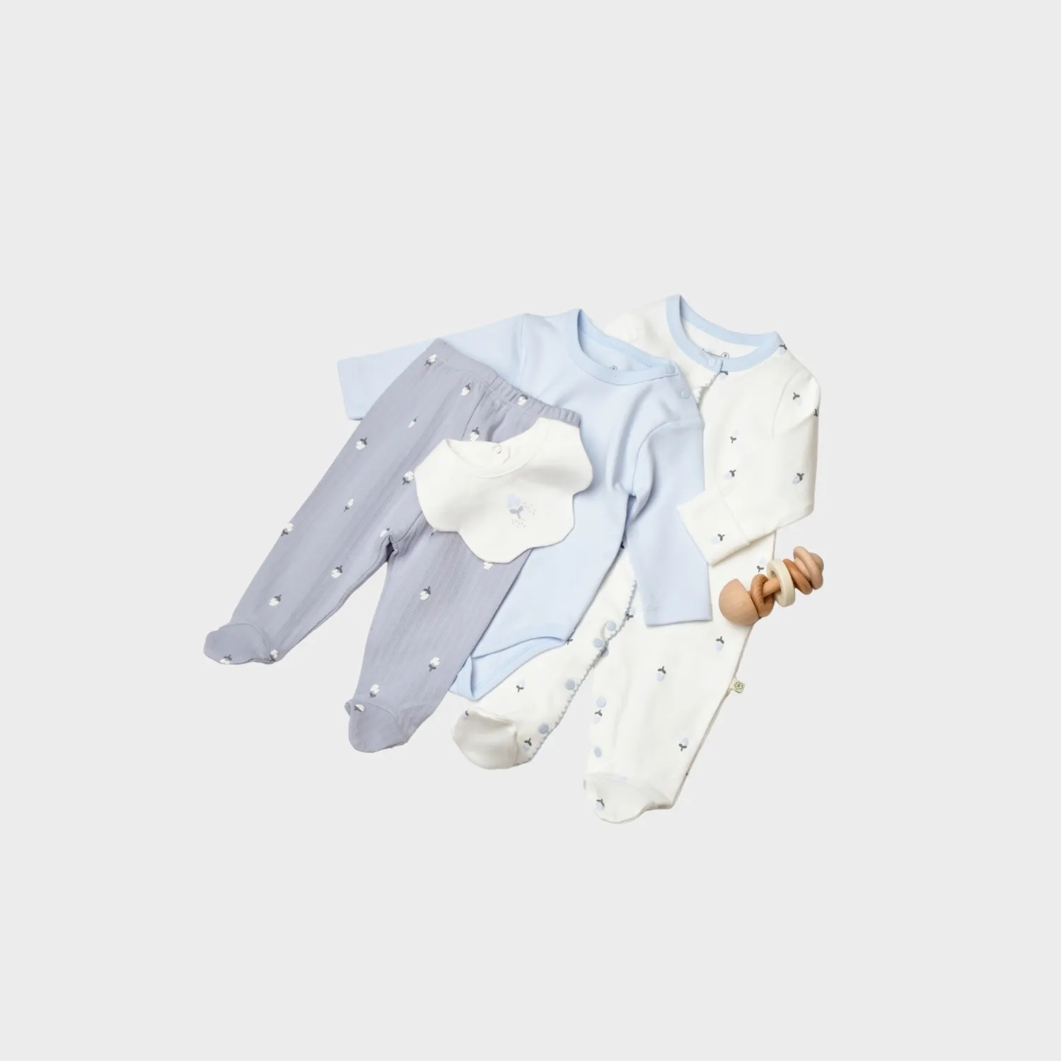 Bibaby Organik Tulum Takımı 4lü Love Floral Ekru - Lila
