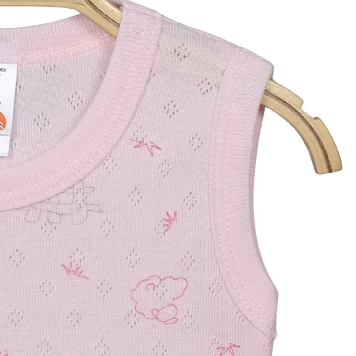 Hvc Bebek Atlet Body Jakarlı Pamuklu Kuzu Desenli Çıtçıtlı Zıbın Pembe 5'li Set Kız Bebek